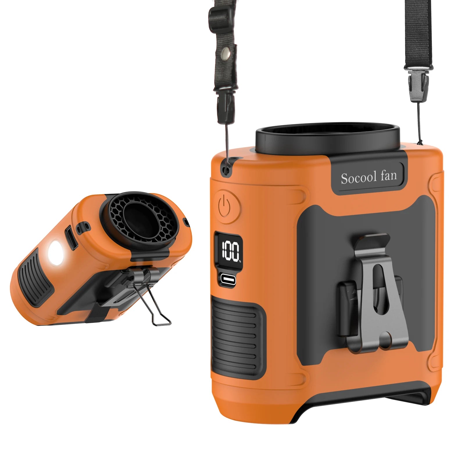 Socool 10000Mah Waist Fan Portable Handheld Hanging Neck Fan Ultra-Strong Wind with Phone Charging LED Light for Outdoor Working