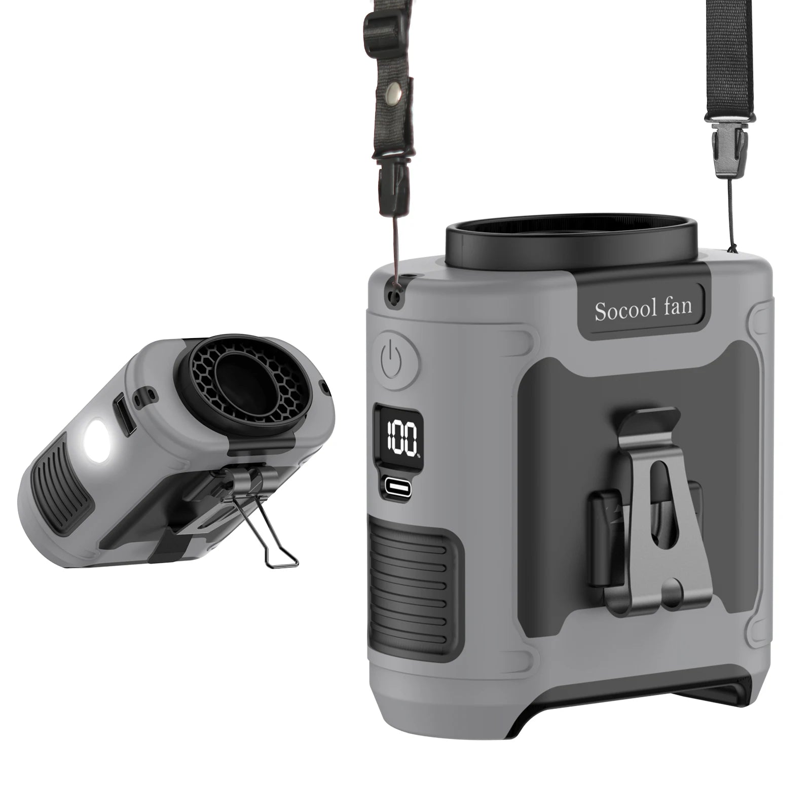 Socool 10000Mah Waist Fan Portable Handheld Hanging Neck Fan Ultra-Strong Wind with Phone Charging LED Light for Outdoor Working